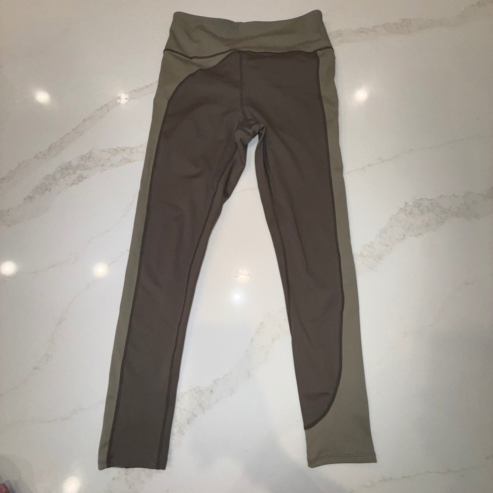 FP Movement Free People Colorblock Leggings Olive Green Brown Medium Activewear